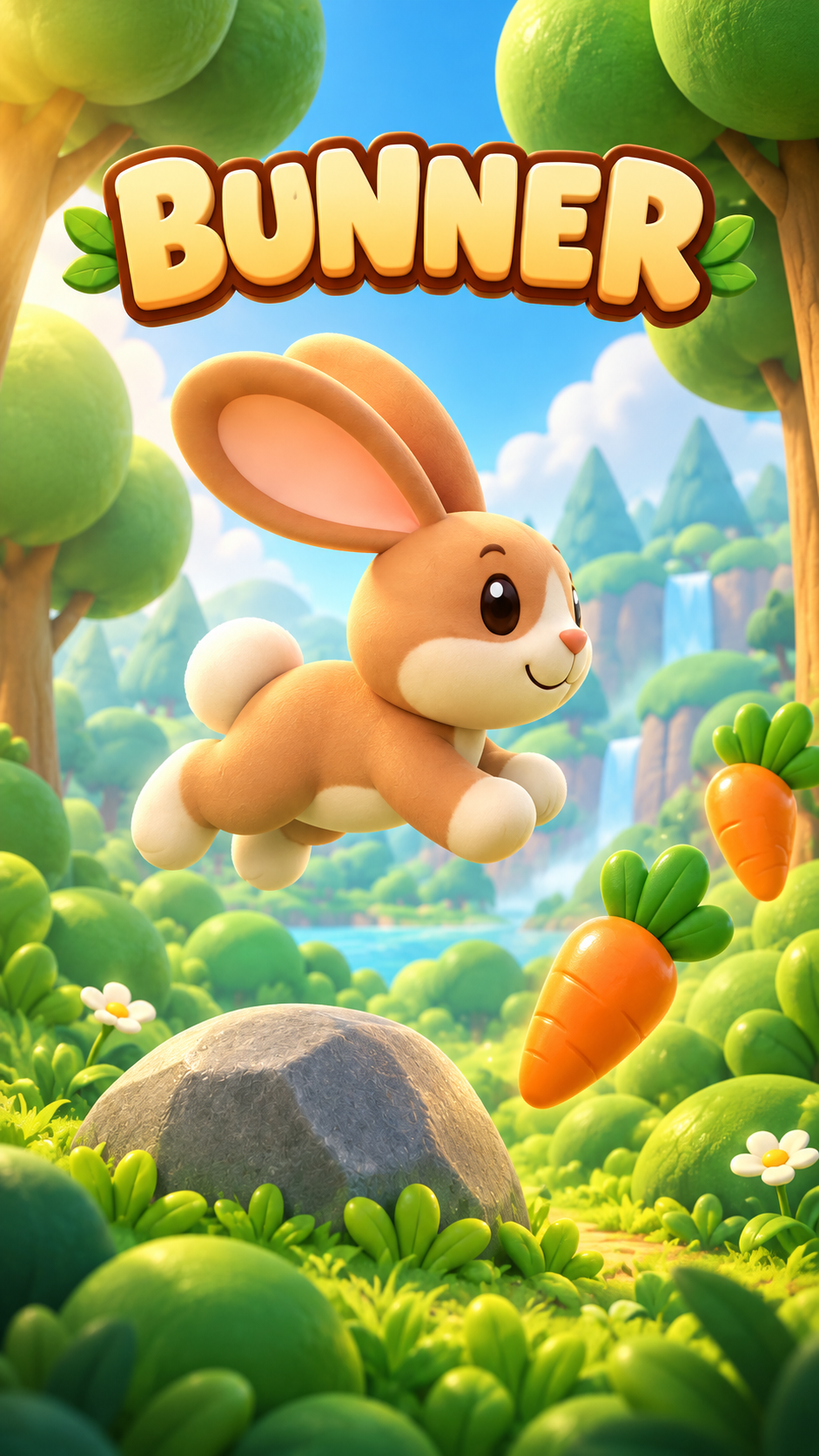 Portada 3D de BUNNER: Norberto salta entre zanahorias en el bosque